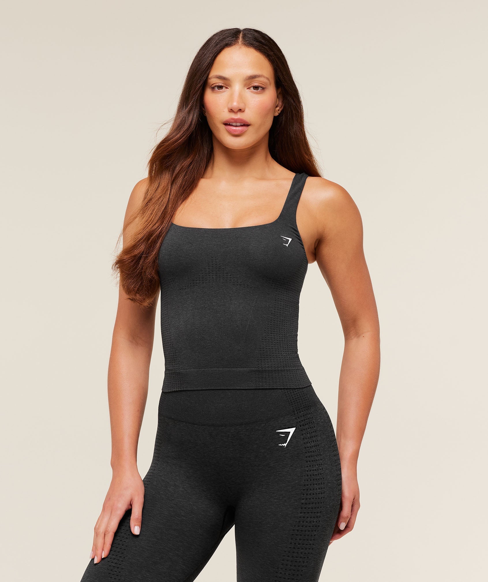 Gymshark Vital Tank With Shelf - Black Marl
