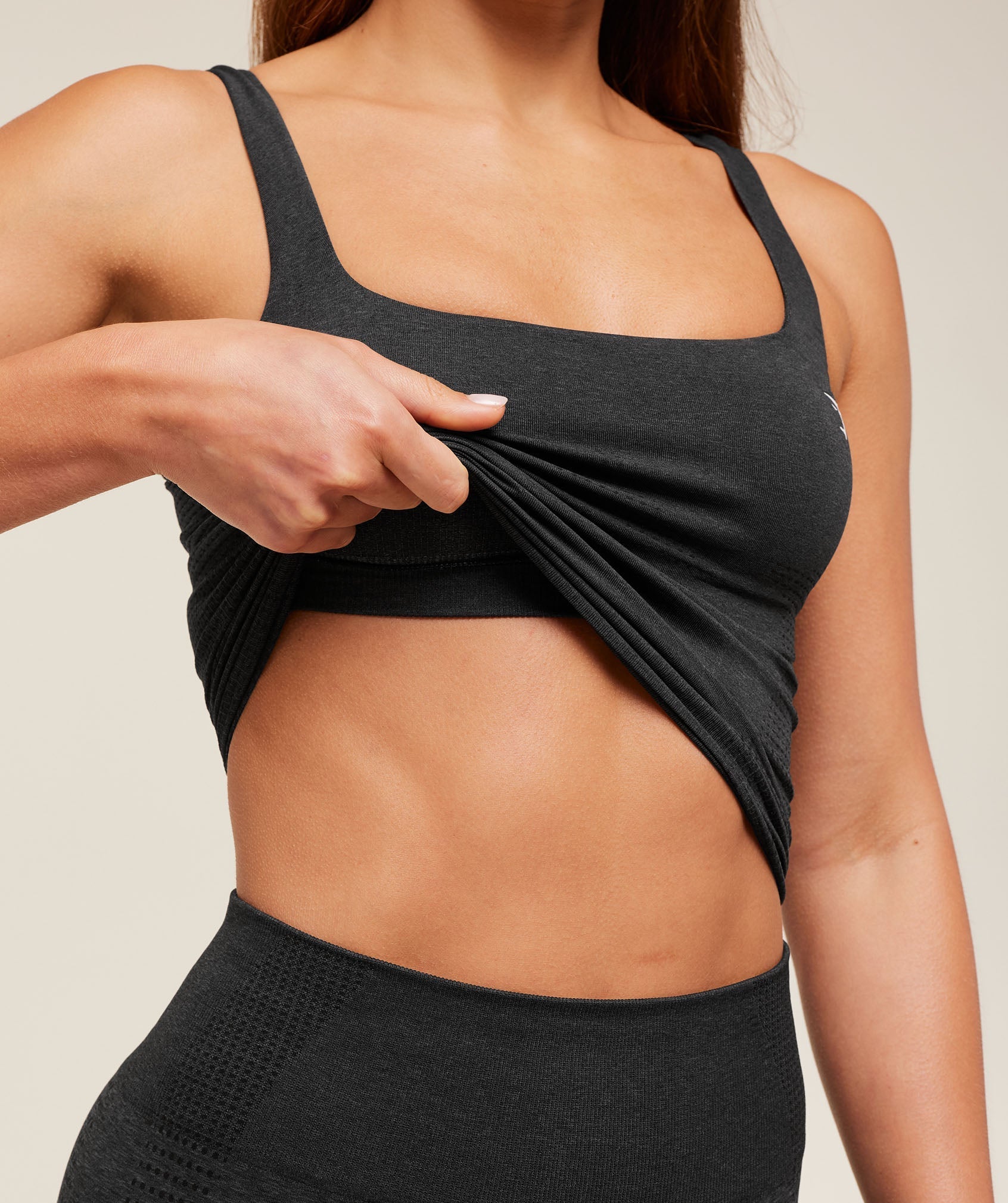 Gymshark Vital Tank With Shelf - Black Marl