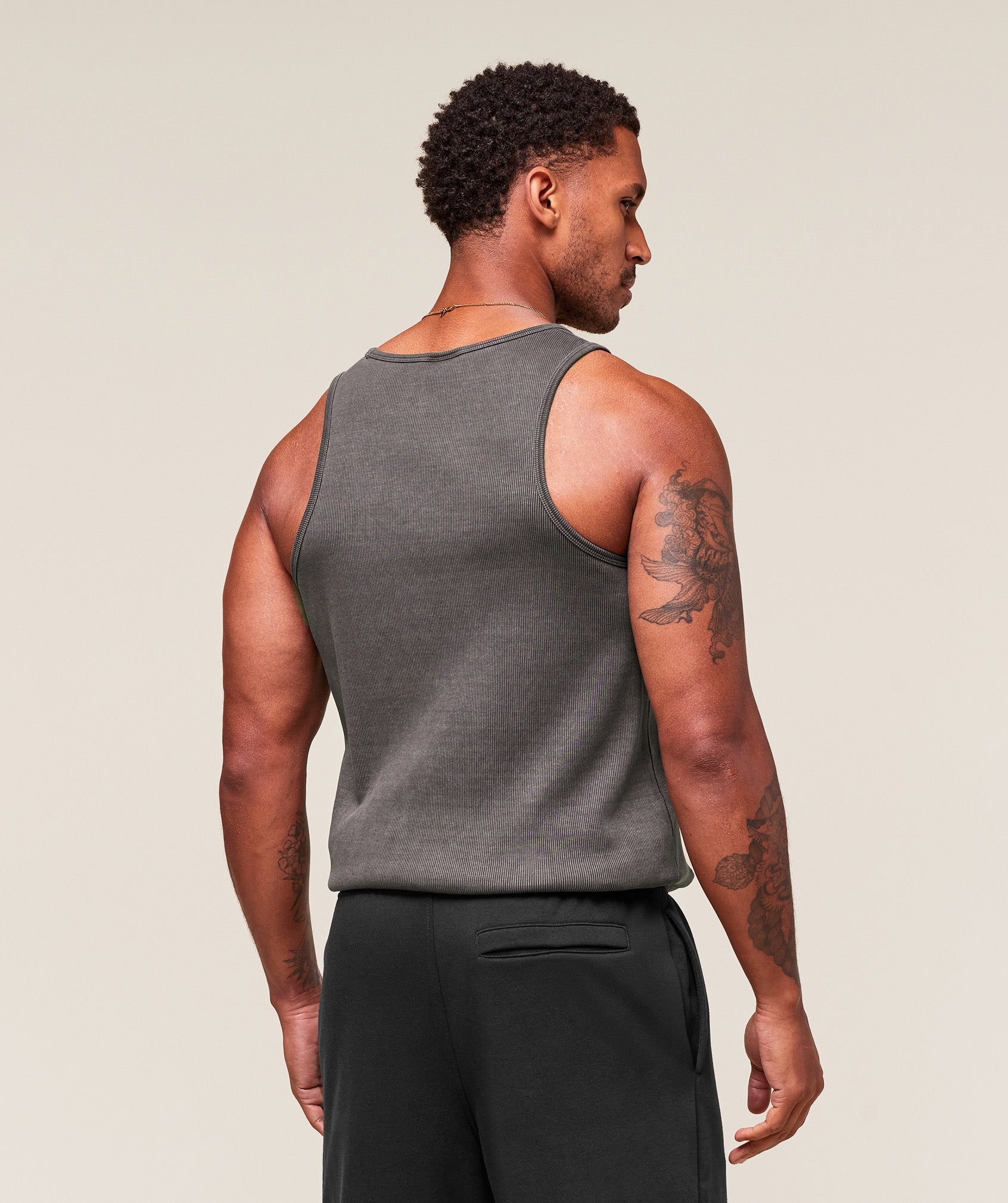 Gymshark Washed Premium Ribbed Tank - Onyx Grey