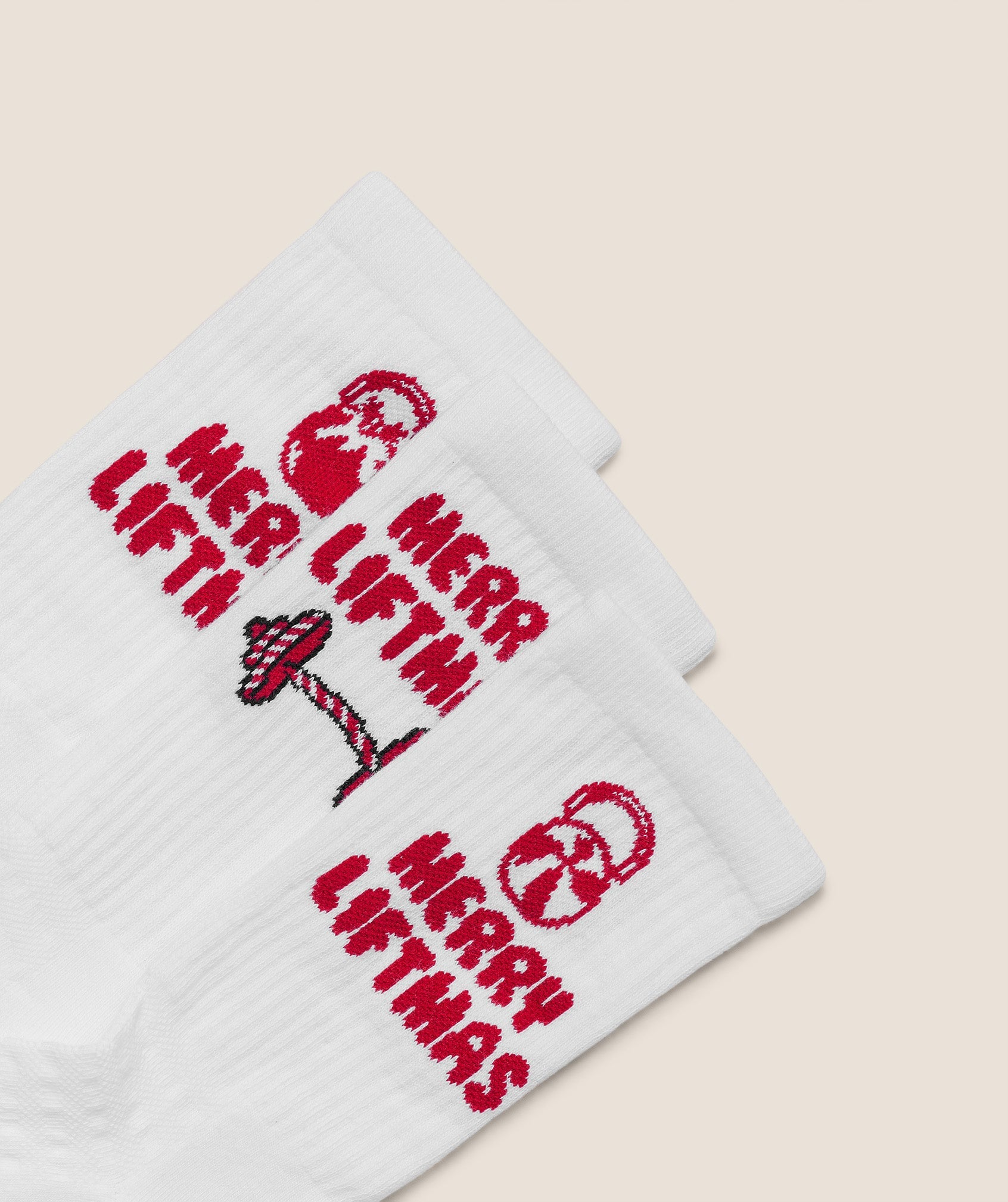 Gymshark Liftmas Crew Sock 3pk - White