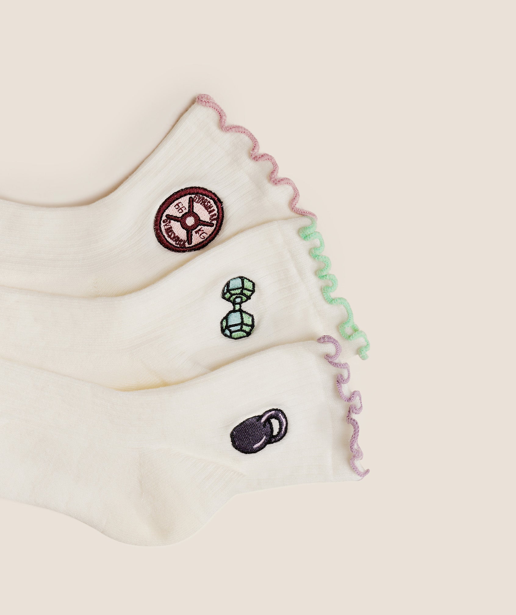 Gymshark Weight Doodle Graphic Frill Midi 3pk - Soft White